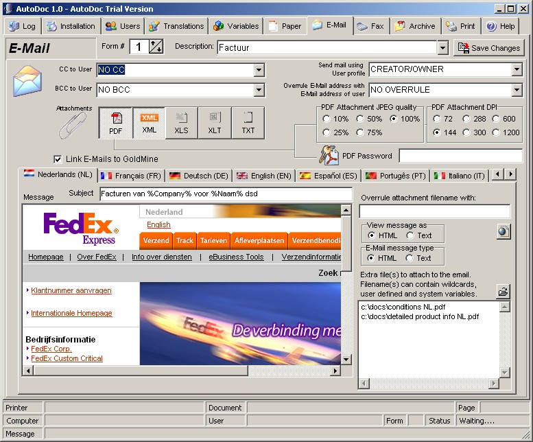 CMB AutoDoc - CMB AutoDoc, Automatic Fax/Email/Archive/Link